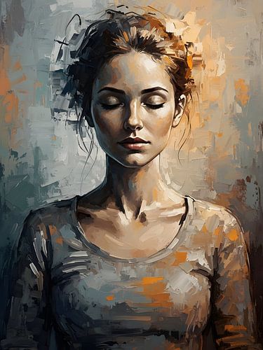 Serene vrouw in gestructureerde penseelstreken van fredi arlangga