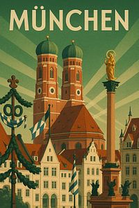 München Vintage Travel Poster - Art Deco Wandkunstdruck