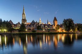 City view with old town, Danube bank and Ulm Cathedral in Ulm, Germany by Peter Schickert