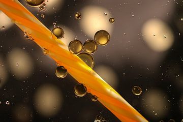 Oliedruppels op water met Rietje. van Ronny Struyf
