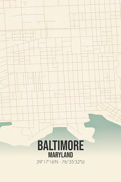 Vintage map of Baltimore (Maryland), USA. by Rezona