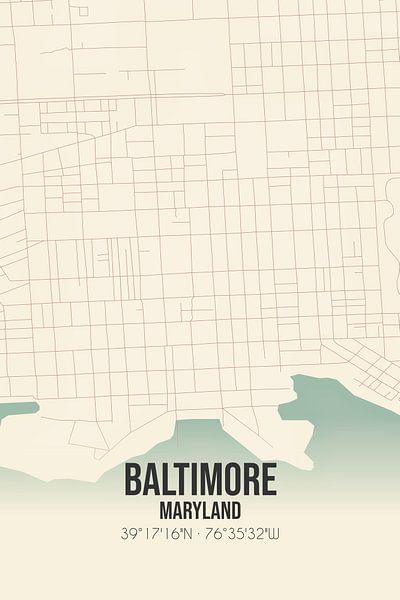 Carte ancienne de Baltimore (Maryland), Etats-Unis. par Affiches de lieux