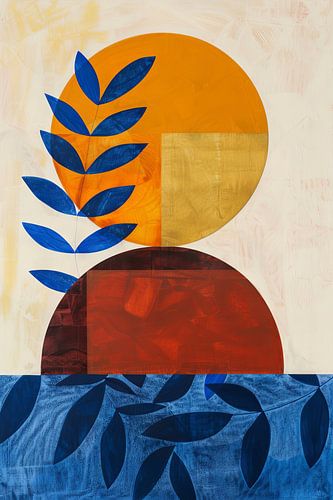 Geometrische bladeren - kleurenspel in abstracte stijl