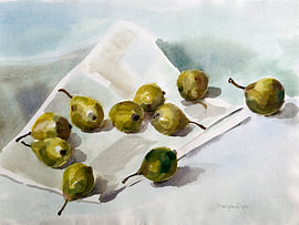 Watercolour still life of pears – Hartwig Marahrens by Nordlicht Atelier