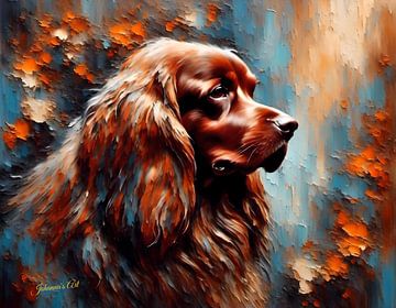 Sussex Spaniel Hond Kunst 1 - Origineel kunstwerk door Johanna's Art van Johannas Art Creations