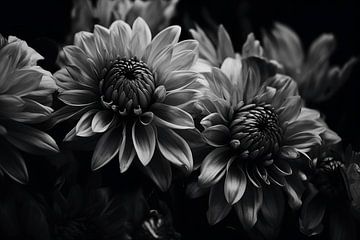Monochrome bloemen van Uncoloredx12