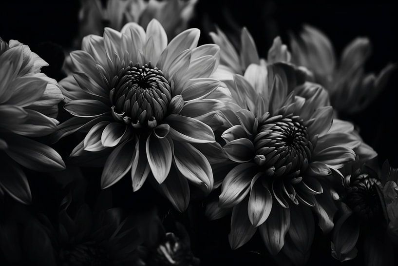 Monochrom Blumen von NJ Midnight Studio