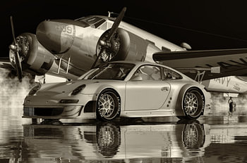 B&W Photo of a Porsche 911 GT 3 RS the Ultimate Sports Car