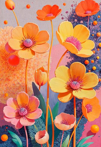 Fantasie Bloesemtuin in de Lente - Pop Surrealisme Schilderij