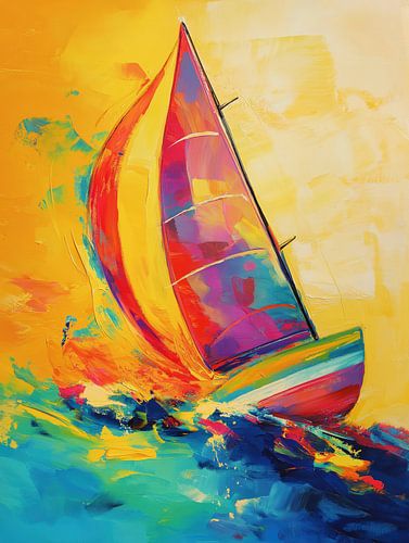 Segelboot in fröhlichen Farben