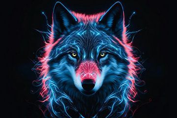 Bioluminescente wolf digitale kunst van De Muurdecoratie