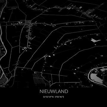 Schwarz-weiße Karte von Nieuwland, Utrecht. von Rezona
