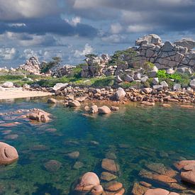 Paysage côtier sur la Cote de Granit Rose,Bretagne sur Peter Eckert
