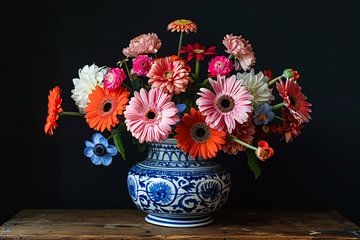 Uitgebreide collectie bloemen in een decoratieve vaas van De Muurdecoratie