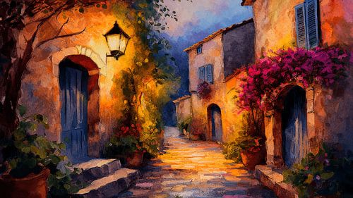 Eine malerische provenzalische Gasse an einem lauen Sommerabend