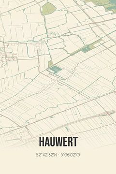 Vintage landkaart van Hauwert (Noord-Holland) van MijnStadsPoster