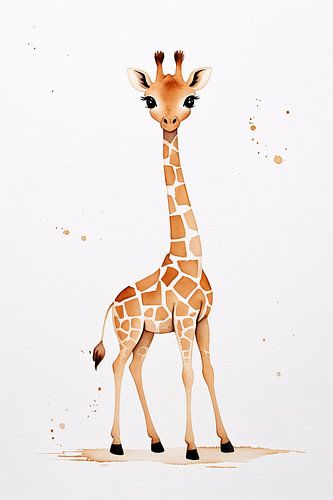 Dromerige giraffe in aquarelstijl