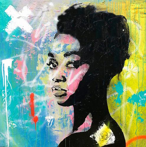 Modern kleurrijk portret vrouwelijk figuur