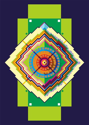 BOROBUDUR TEMPEL BOVENAANZICHT POP ART