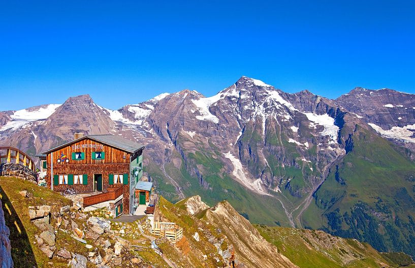 The Edelweißhütte against the backdrop of the Hohe Tauern by Christa Kramer