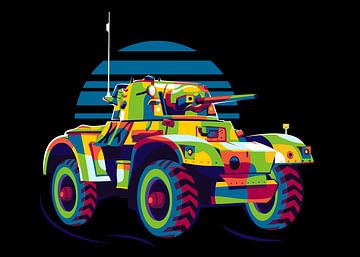 Illustration pop art d'un véhicule blindé Daimler sur Lintang Wicaksono