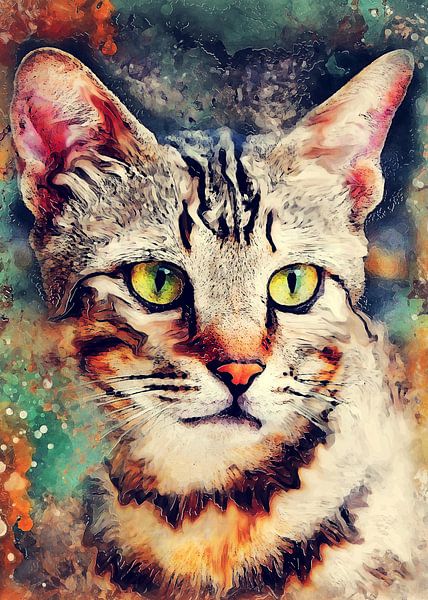 Cat animal watercolor art #cat #kitten by JBJart Justyna Jaszke