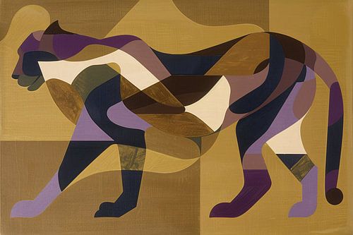 Abstracte kubistische cheeta kunst in kleur