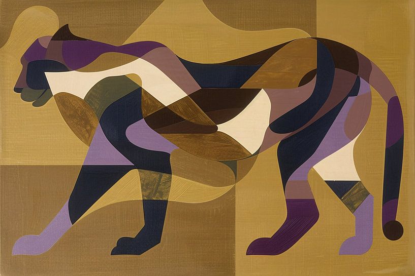 Abstracte kubistische cheeta kunst in kleur van Art & Soul Creations