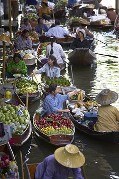 Drijvende markt Thailand van Karel Ham