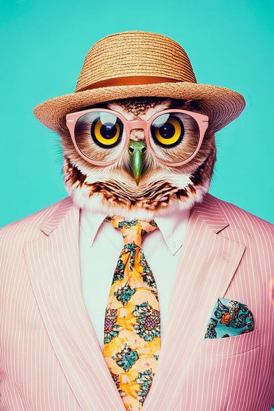 Owl in suit with hat and glasses by Poster Art Shop