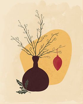 Stillleben für Weihnachten in Rot und Gold