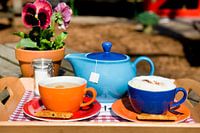 Coffee and tea drinks on terrace outdoor