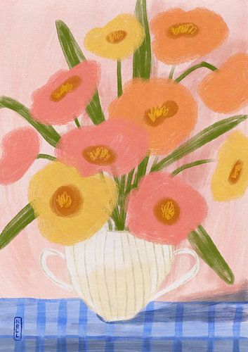 De bloemen van de zomer in een vaasillustratie