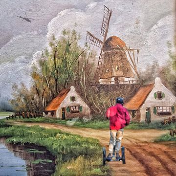 Segway op een oud - Hollands 1schilderijtje van Ruben van Gogh - smartphoneart