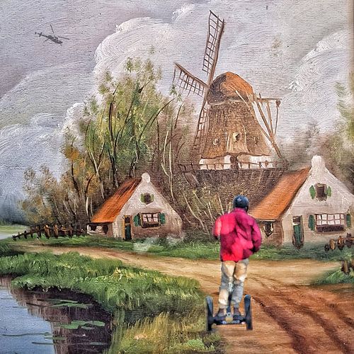 Segway op een oud - Hollands 1schilderijtje