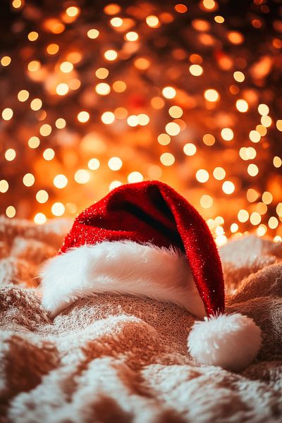 Christmas hat hearts by Poster Art Shop