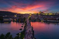 Karlsbrücke in Prag zum Sonnenuntergang von Niko Kersting Miniaturansicht
