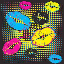 Bunte Lippen als Pop Art Design von Herbert Blum