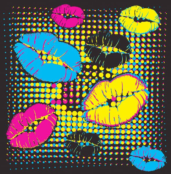 Bunte Lippen als Pop Art Design von Herbert Blum