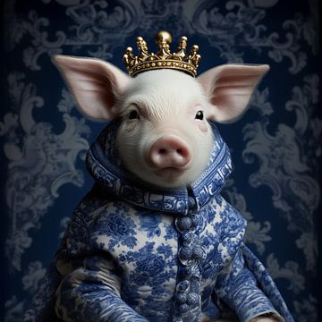 'The Piglet Prince' in Delfts Blauwe outfit van Studio Ypie