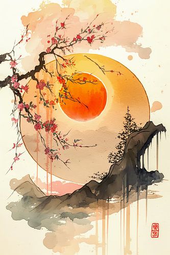 Kirschblüte vor aufgehender Sonne