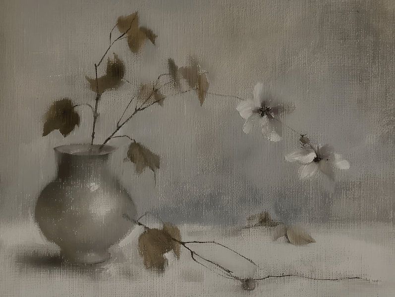 Stilleven met bloemen, Japandi stijl van Japandi Art Studio