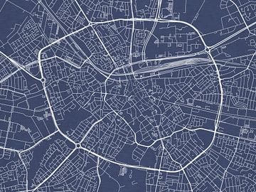Carte de Eindhoven en bleu royal sur Map Art Studio
