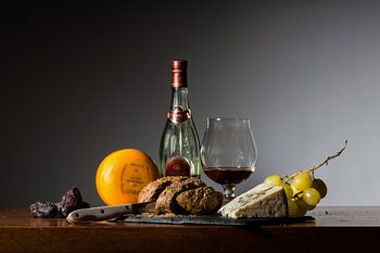Stilleven met kaas en Cognac