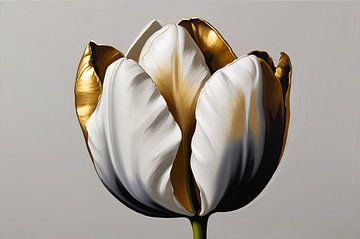 Gouden Accenten op Monochrome Tulp' van De Muurdecoratie