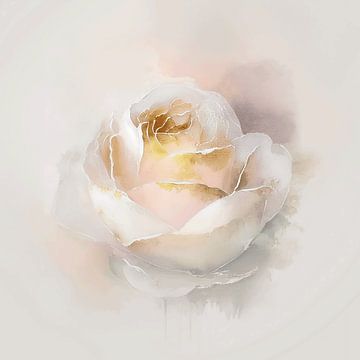 Dromerig schilderij van een prachtige roos. van Studio Pieternel