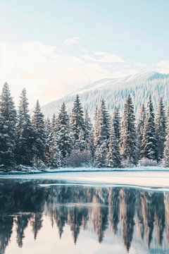 Winterlandschap reflectie van Poster Art Shop