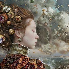 Floating Gems of Mystique van Abstract Schilderij