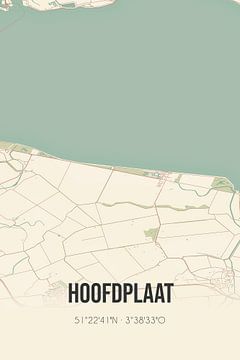 Vintage landkaart van Hoofdplaat (Zeeland) van Rezona