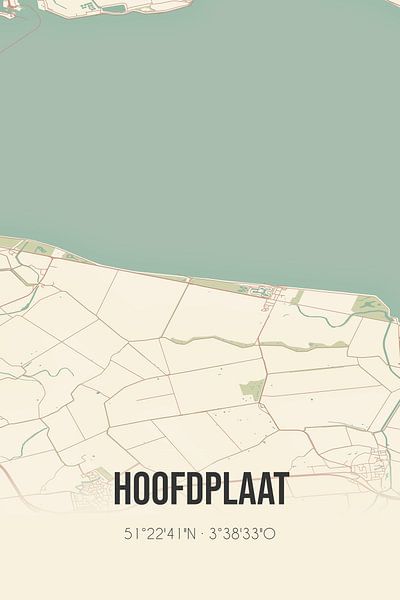 Vintage map of Hoofdplaat (Zeeland) by Prints of Place